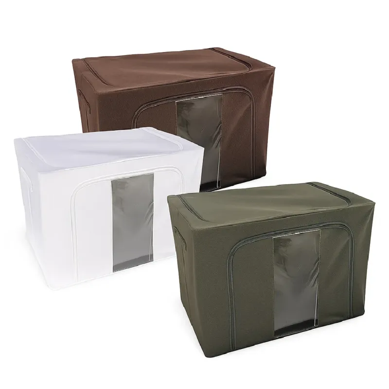 3 Scatole Pieghevoli per Armadio 50x40x32 con Struttura in Metallo e Tnt Resistente Affare