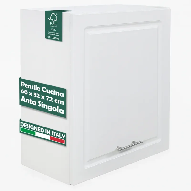 Prezzo Conveniente Pensile da Cucina Armadio Sospeso da Parete Anta Singola Boiserie Colore Bianco