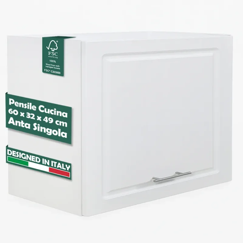 Compra Online Pensile da Cucina Ribaltabile Muro Armadio Sospeso Legno Parete Boiserie Bianco