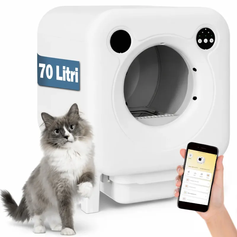 Reso Gratuito Lettiera Autopulente XXL per Gatti Smart Wifi con App e Controllo Capacità 70L