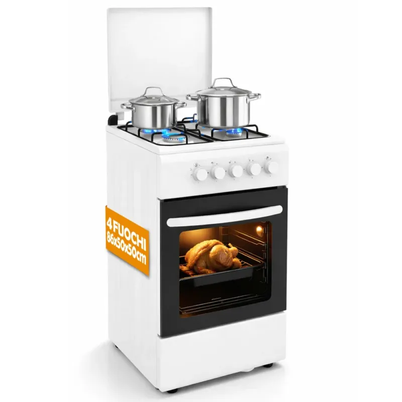 Cucina a Gas Piano Cottura a 4 Fuochi da Esterno Forno Cucinino Bianco 86x50cm Ultimissimo Modello