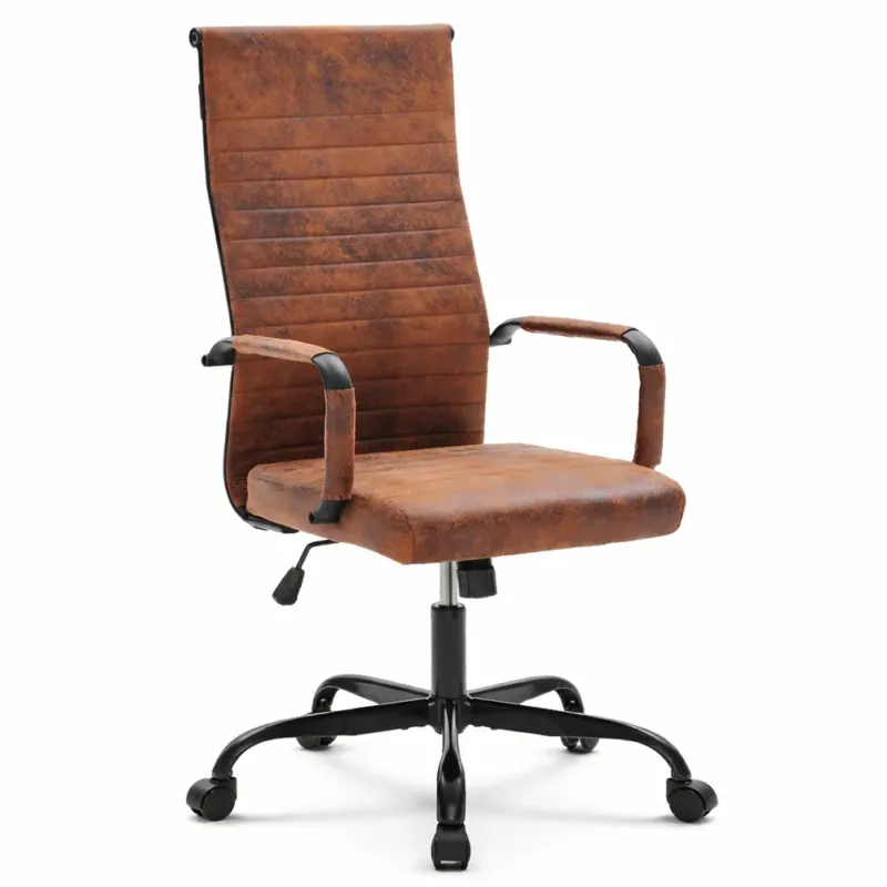 Sedia da Ufficio in Simil Pelle Industrial Poltrona Scrivania Girevole Base Nera Prezzo Di Fabbrica