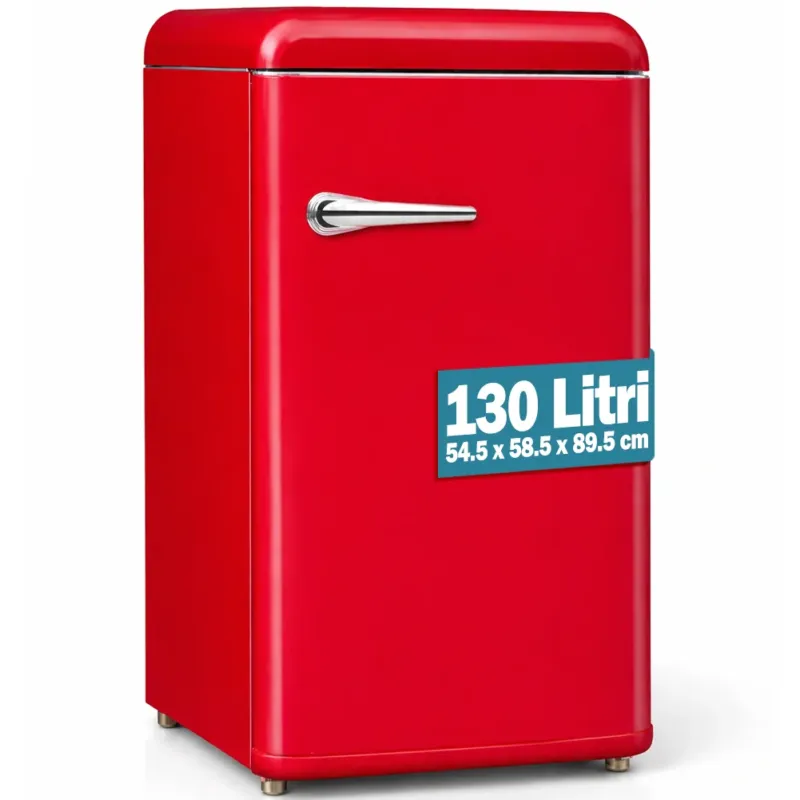 Quantità Limitata Frigorifero Monoporta Rosso 130 Litri Retrò Frigo Salvaspazio 54.5x58.5x89.5 cm