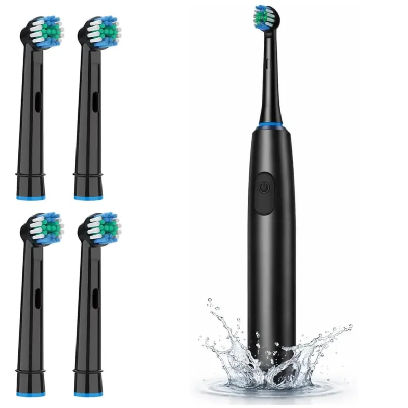 Compra Adesso Spazzolino Elettrico Rotante con 4 Testine Intercambiabili e Timer Intelligente
