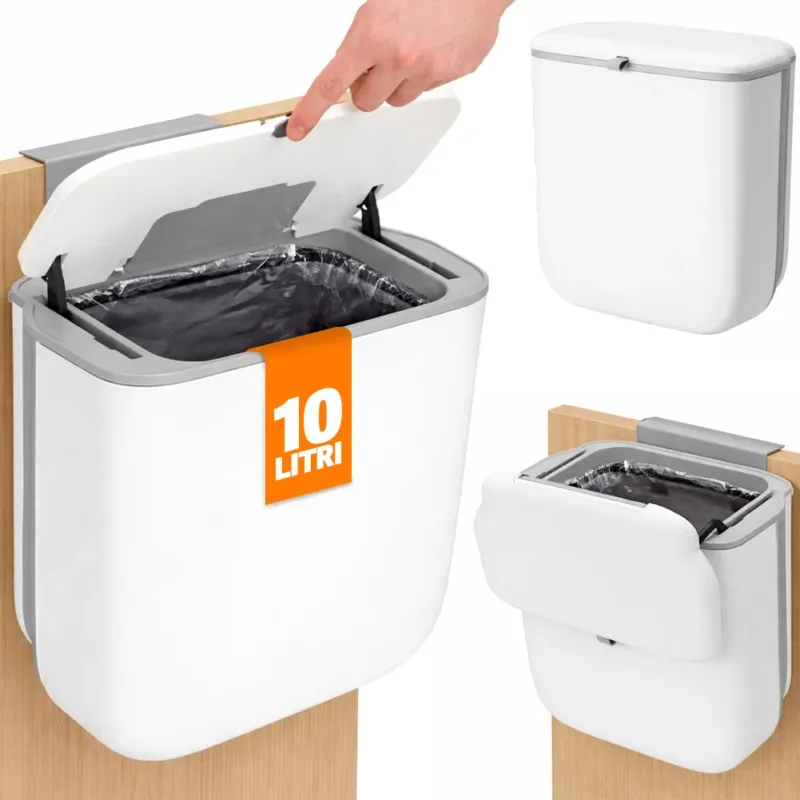Pattumiera Cucina 10L da Appendere Salvaspazio con Coperchio a Doppia Apertura Compra Online
