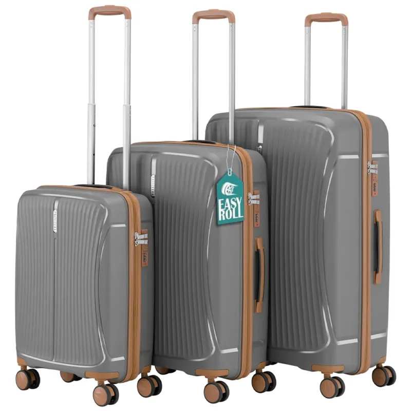 Set 3 Valigie in ABS Rigide Grigio 90-59-38L Ruote Easy Roll Manico Telescopico Economico