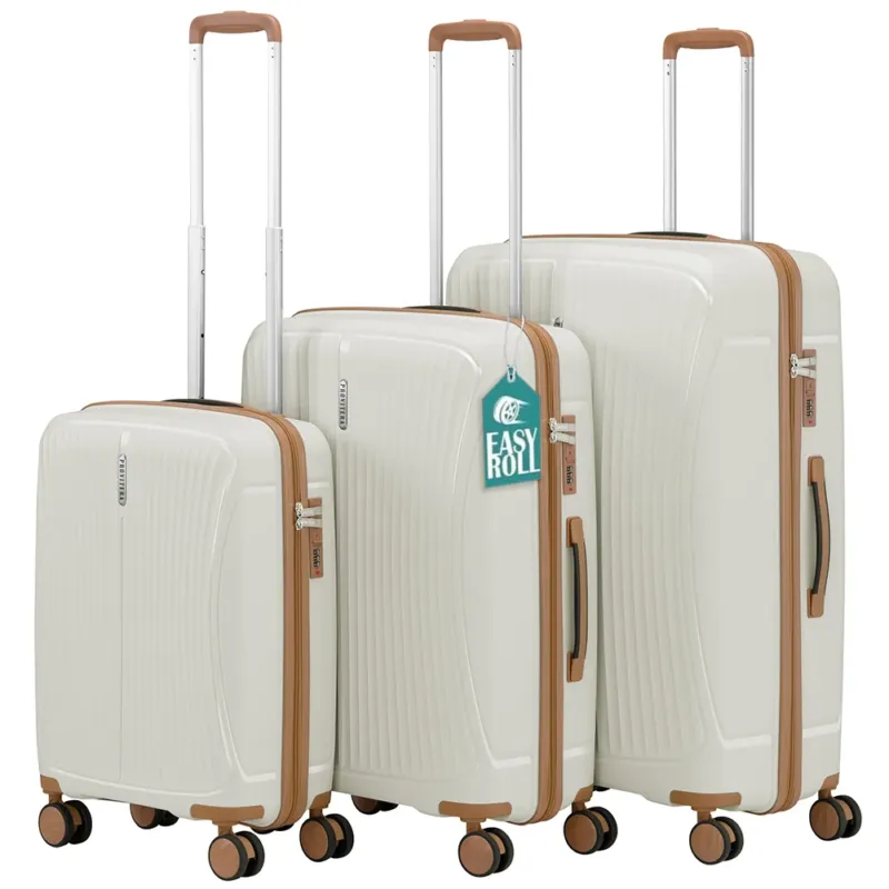 A Buon Prezzo Set 3 Valigie in ABS Rigide Bianco 90-59-38L Ruote Easy Roll Manico Telescopico