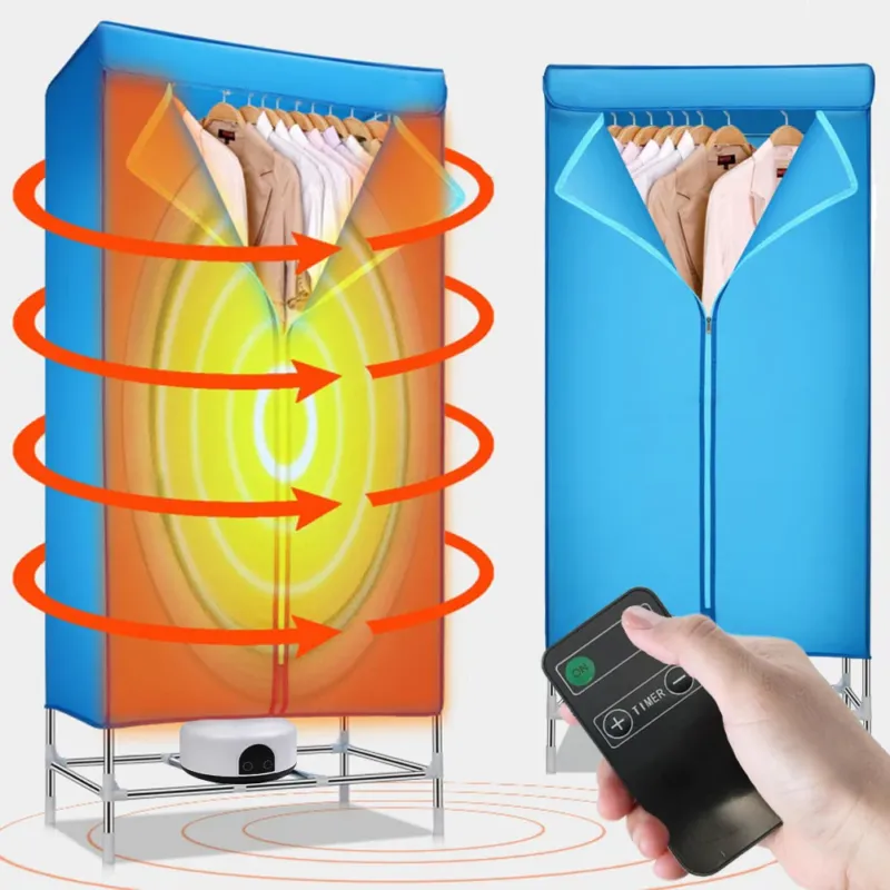 Asciugabiancheria Elettrico ad Armadio con Telecomando Timer e Display 1200W Offerta Limitata