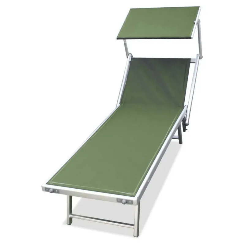 Direttamente Dal Produttore Lettino Spiaggia Prendisole Verde in Alluminio Brandina con Prendisole Lido Mare