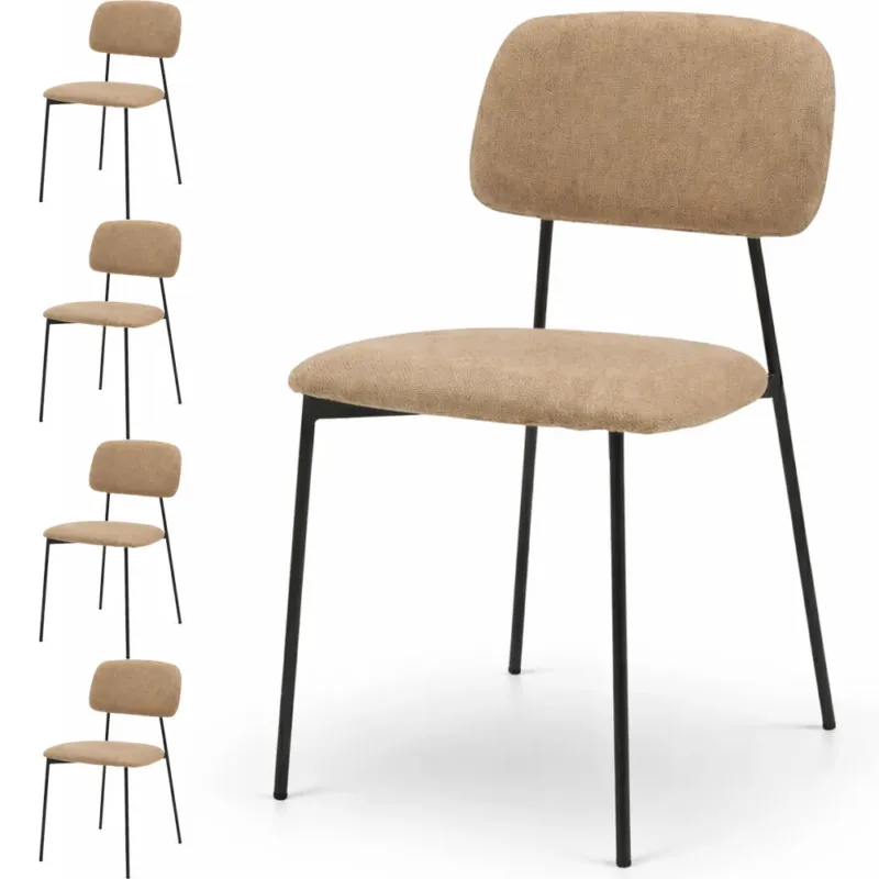 Set 4 Sedie Tortora Parigi in Tessuto con Struttura in Metallo Seduta Ergonomica Spedizione Espresso