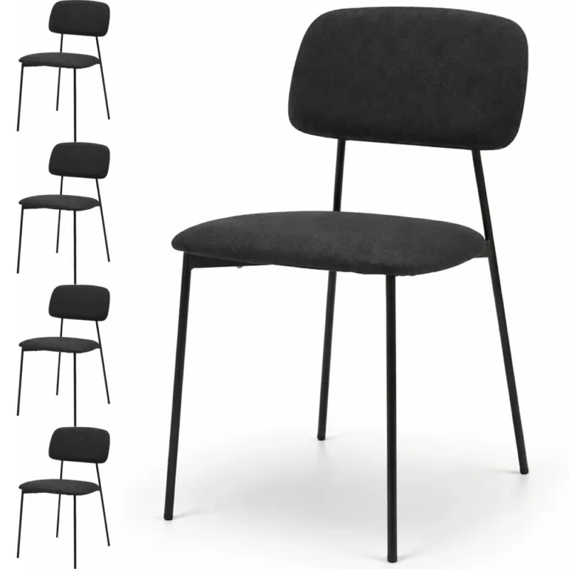 Promozione Esclusiva Set 4 Sedie Nere Parigi in Tessuto con Struttura in Metallo e Seduta Ergonomica