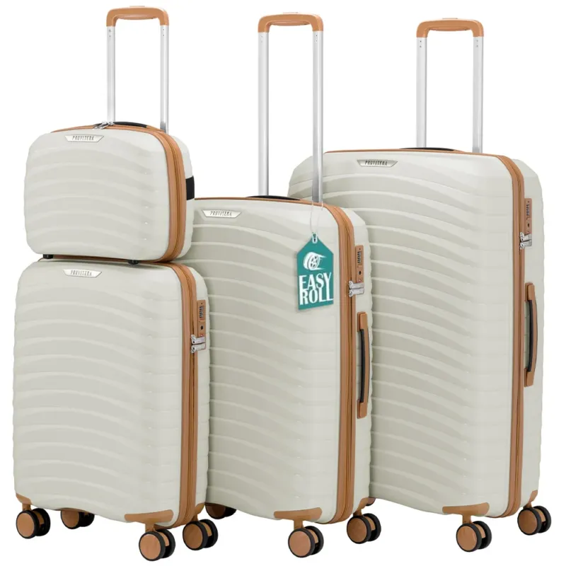 Direttamente Dal Produttore Set 4 Valigie Rigide Bianco Perla in Polipropilene Resistente Urti Beauty Case