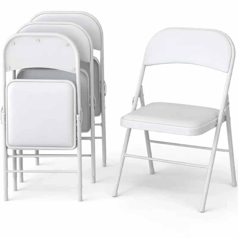 Soddisfatti O Rimborsati Set 4 Sedie Bianche in Metallo e Seduta in Ecopelle Imbottita Sedia Ergonomica