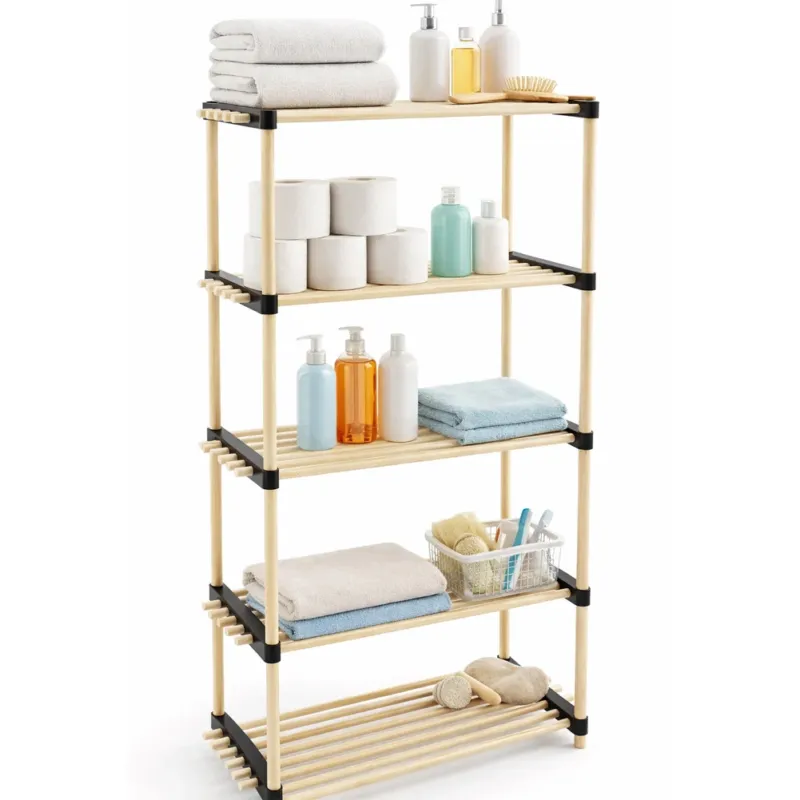 Scaffale in Legno 5 Ripiani Scaffalatura Multiuso Bagno Casa Ufficio 28x56x117cm Ultimissimo Modello