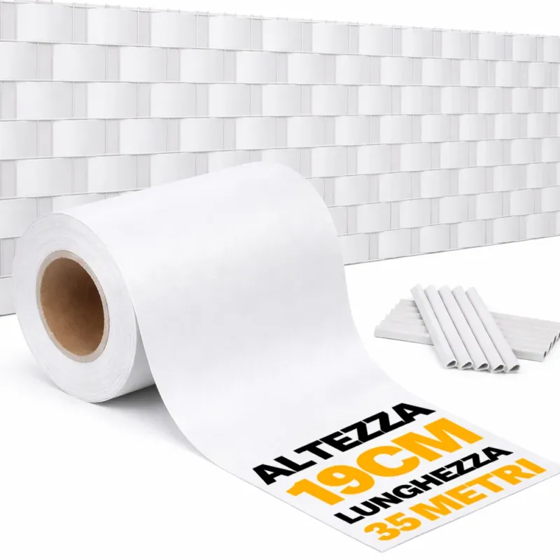 Offerta Speciale Frangivista in PVC Bianco 19cmx35M Telo Oscurante 450gr/mq Anti Uv da Esterno