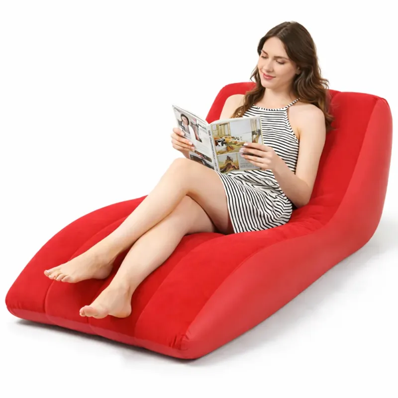 Divano Gonfiabile Lounge Rosso per Interni e Esterni Ergonomica Effetto Velluto Must-Have