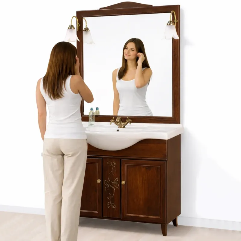 Spedizione Espresso Mobile Da Bagno Noce Completo Modello Giada 2 Ante 105cm Indipendente in Legno