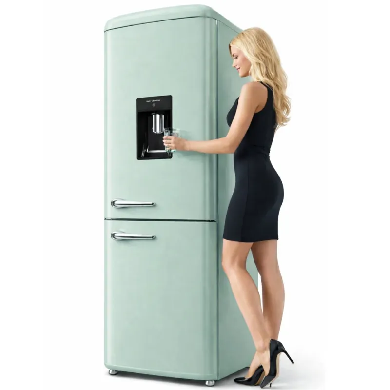 Saldi Frigorifero Combinato Vintage Doppia Porta 247Lt Verde con dispenser d‘acqua
