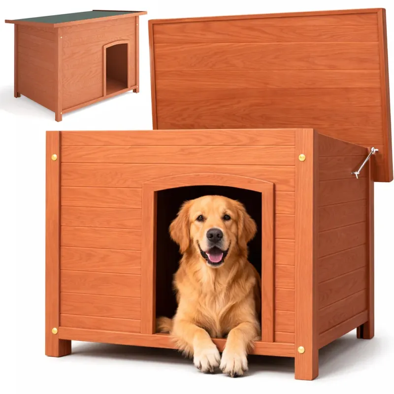 Cuccia per Cani Grande per Esterno in Legno Tetto Apribile Casetta per Animali Non Perdere