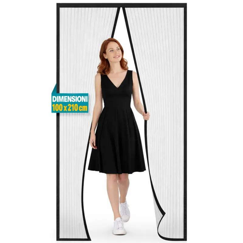 Prezzo Di Fabbrica Zanzariera Magnetica 100x210cm Nero Rigata per Porta Tenda Anti Zanzare Insetti