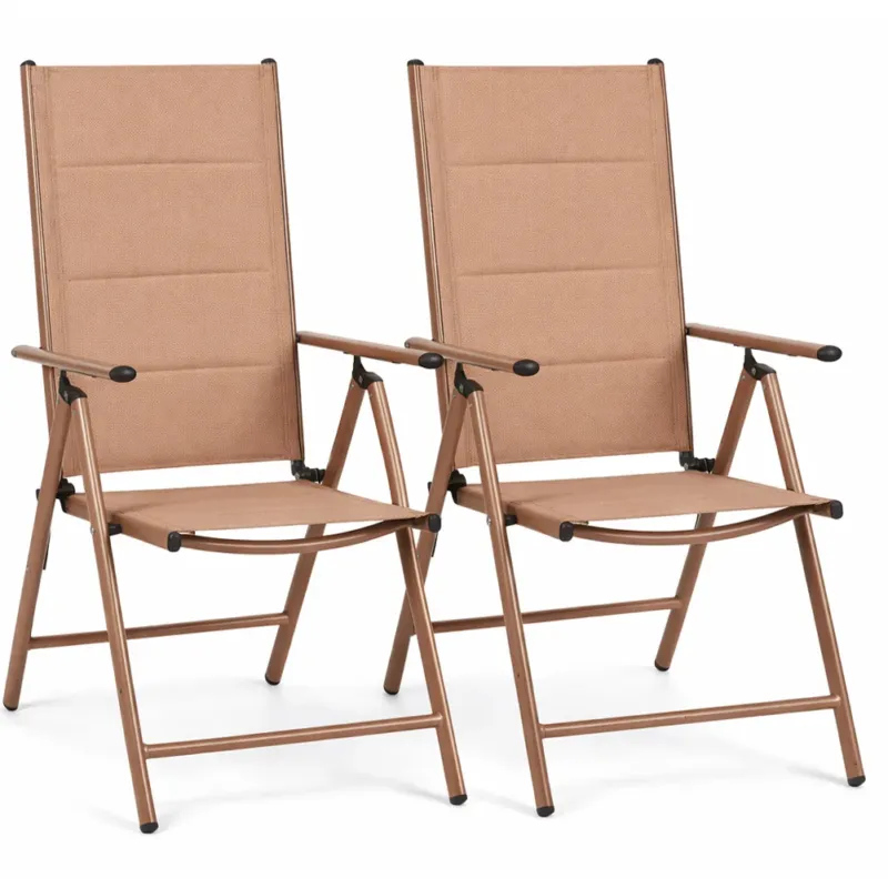 Vendita Finale Set 2 Sedie Sdraio Beige Pieghevoli e Salvaspazio con Schienale Alto Ergonomico