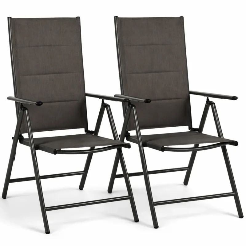 Soddisfatti O Rimborsati Set 2 Sedie Sdraio Nero Pieghevoli e Salvaspazio con Schienale Alto Ergonomico