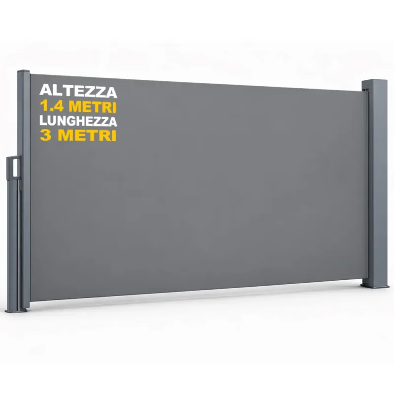 Promozione Esclusiva Tenda Sole Laterale Retrattile 1.4x3 Metri Telo Frangivista Avvolgibile Grigio