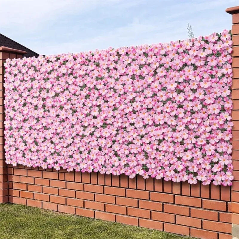 Siepe Artificiale Sintetica 1 x 3 metri Rotolo Anticaduta Rete Fiori Rosa Nuova Collezione
