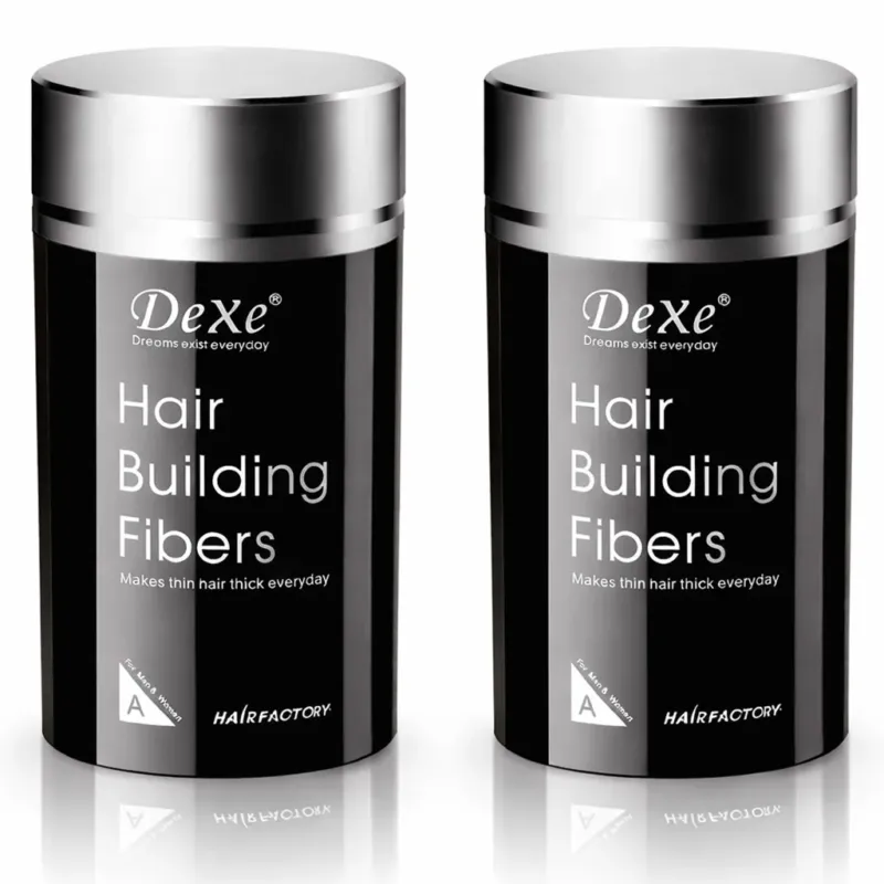 Reso Gratuito Fibre Capelli x 2 Barattoli Volumizzante Polvere per capelli Correttore Nero 22g