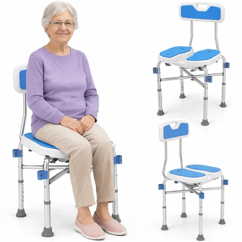 Sedia Sgabello da Doccia WC in Alluminio Altezza Regolabile 83-93 cm per Anziani Offerta