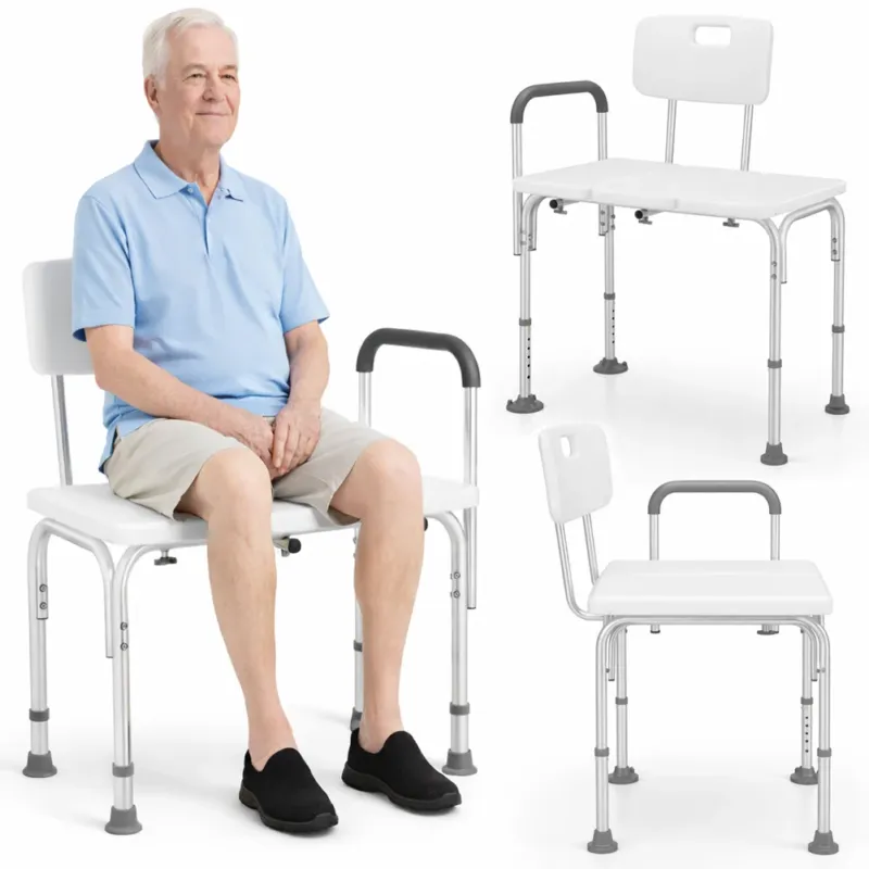 Sgabello Doccia Doppio in Alluminio 76x45x92.5cm per Anziani Mobilità Ridotta Offerta Limitata