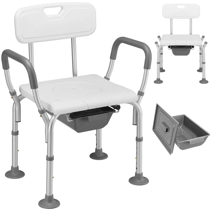 Sedia Sgabello WC Bagno in Alluminio per Anziani e Disabili Altezza Regolabile Ultime Pezzi