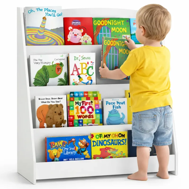 Ultima Occasione Libreria Montessoriana Bianco in Legno Scaffale Porta Libri per Bambini 80x30x88cm