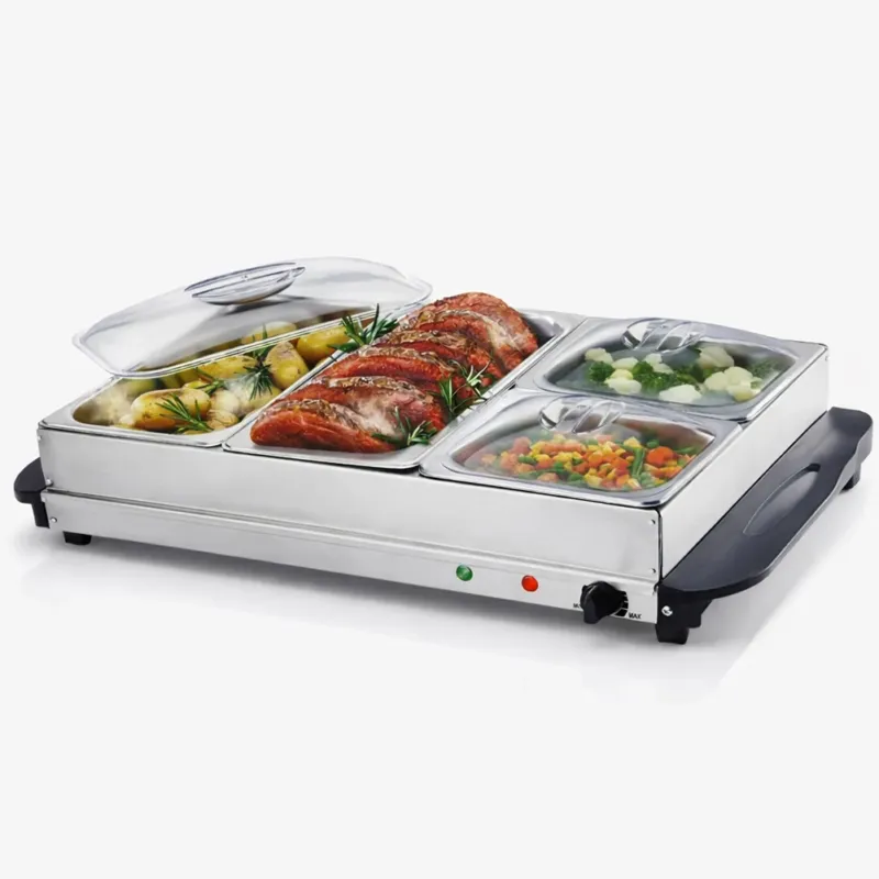Scaldavivande Elettrico Acciaio Inox Potenza 300W con 4 Cestelli 64x36.5x14cm Pagamento Sicuro