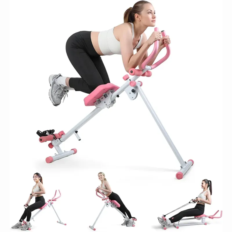 AB Machine Rosa Attrezzo Fitness per Addominali Multiuso Pieghevole Vogatore Offerta Lampo