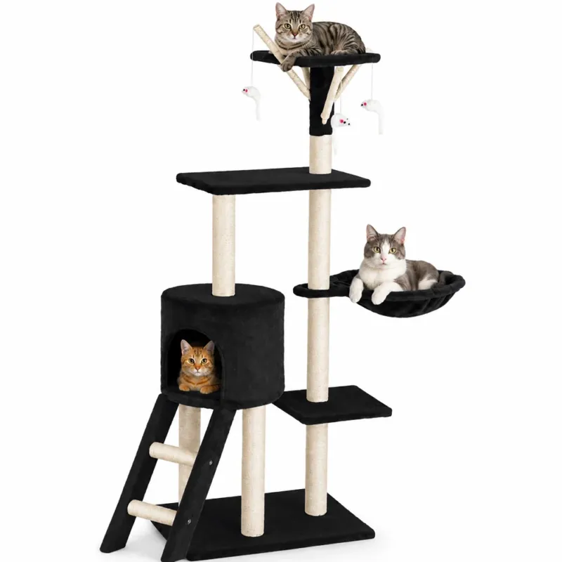 Tiragraffi per Gatti Albero Sisal Parco Giochi Gioco x Gatto Tira Graffi Nero Non Perdere