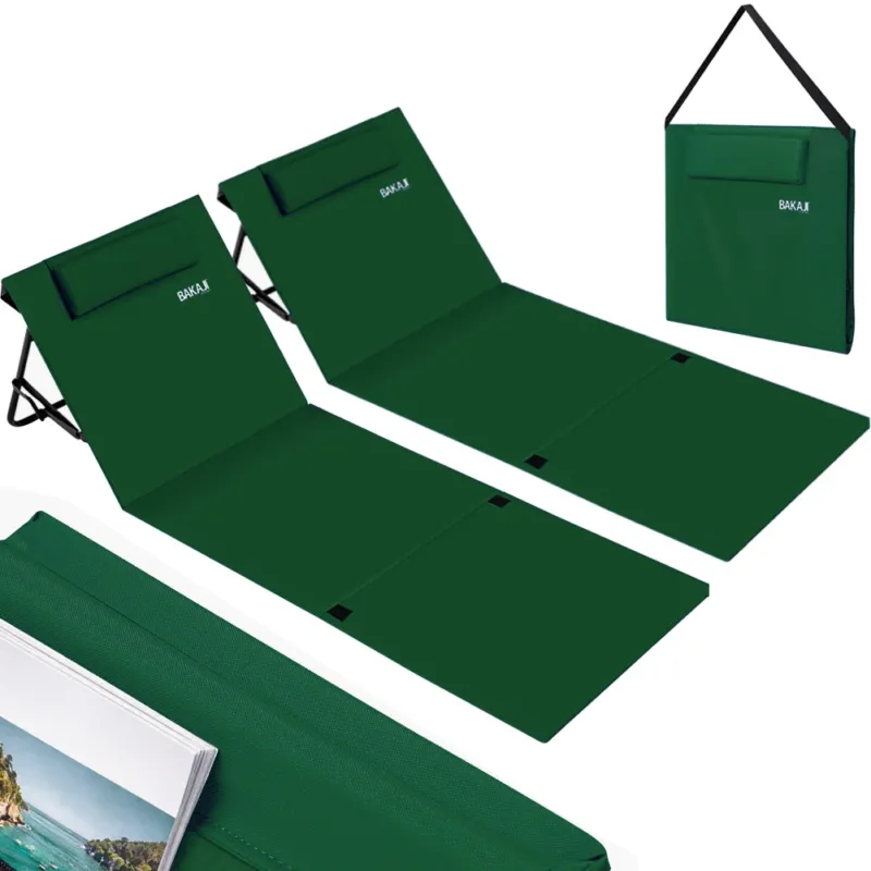 Spedito Oggi Set 2 Lettini Spiaggia Stuoia Materassino Mare Pieghevole Regolabile Verde
