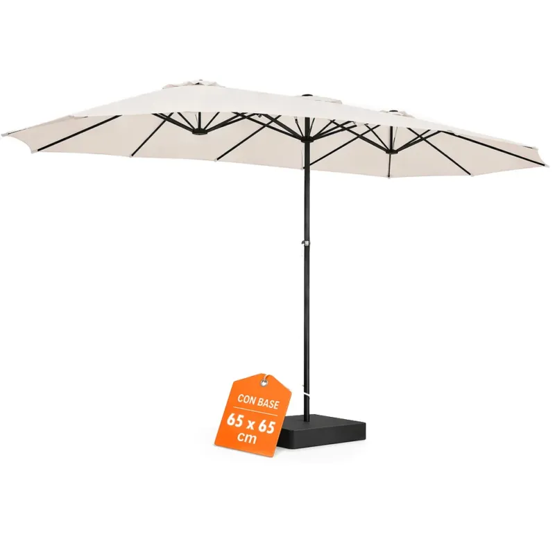 Ombrellone Doppio 4.6 Metri con Base da Giardino Rivestimento Anti UV 12 Ribs Saldi