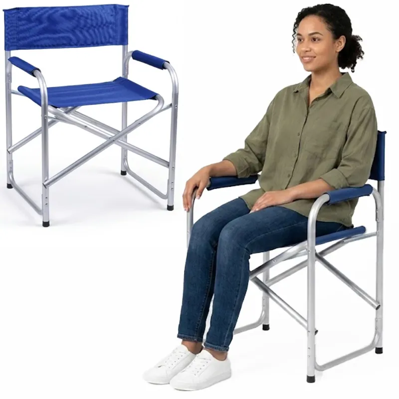 Prezzo Basso Sedia Regista Struttura in Alluminio Rivestimento Tessuto Oxford Blu 57x48x78cm