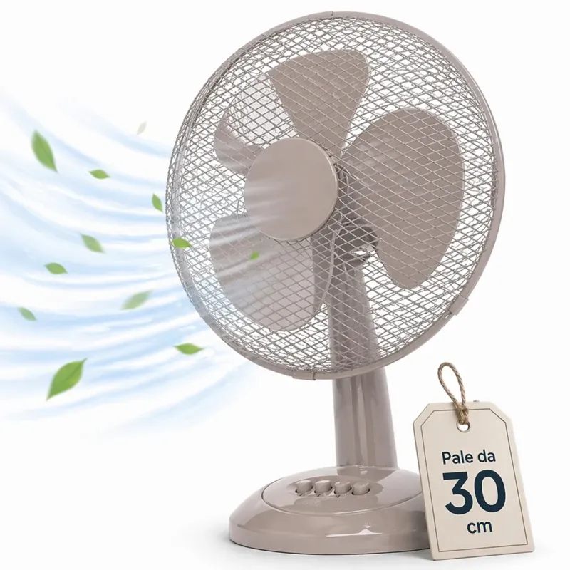 Ventilatore da Tavolo Diametro 30cm Potenza 35W Sabbia 3 Velocità Silenzioso Offerta Speciale