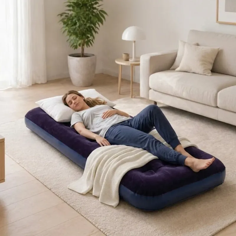 Materassino Gonfiabile Singolo Blu Floccato Ergonomico da Campeggio 191x73x22cm Acquista Ora
