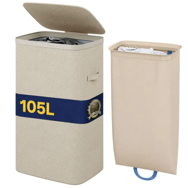 Cesto Biancheria Sporca Beige Portabiancheria 105L Sacco Estraibile 42x32x67cm Saldi