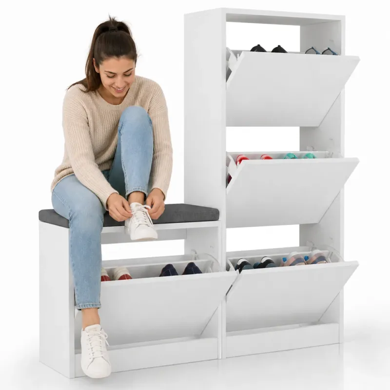 Must-Have Scarpiera Salvaspazio 3 Ante Mobile Portascarpe 105x118,5 cm Multiuso Bianco