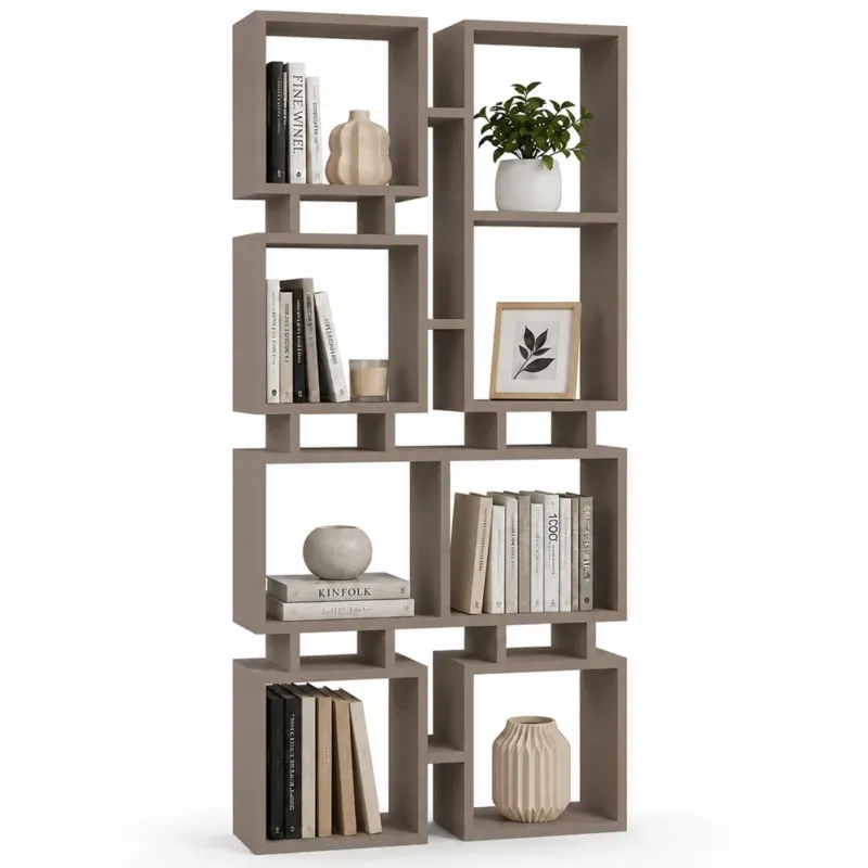 Libreria Moderna 4 Ripiani Tortora Scaffalatura Soggiorno Ufficio 79x24x166.5 cm Economico
