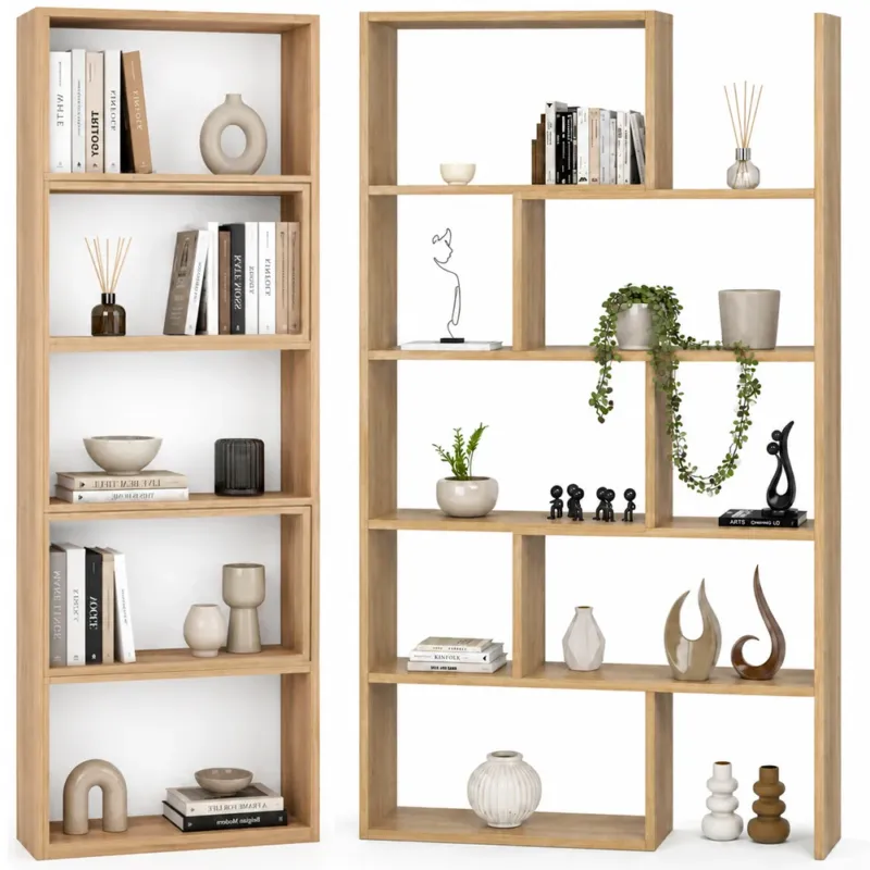 Libreria Modulare Apribile Legno Quercia Scaffale Libri Componibile 72x22x200cm Nuova Collezione
