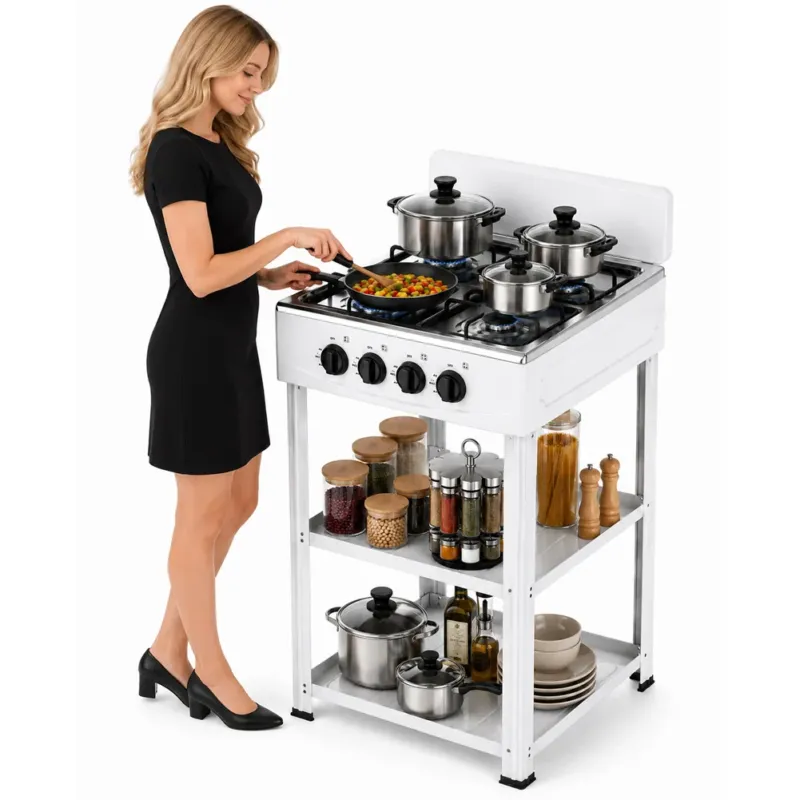Solo Oggi Cucina da Esterno con 4 Fuochi Bianco Cucinotto da Campeggio in Ferro 49x49x79cm