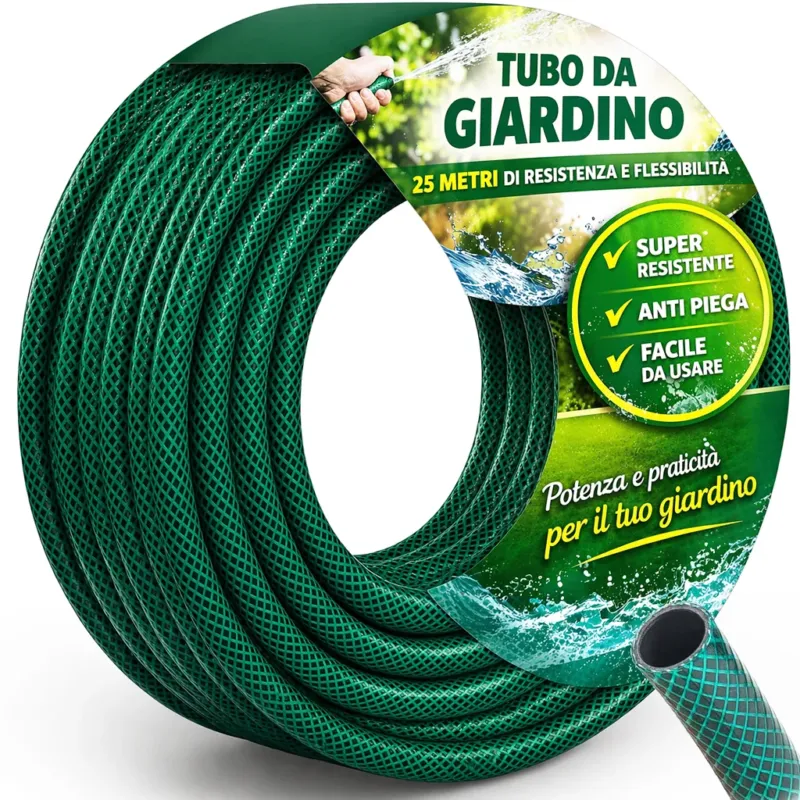 Tubo da Giardino 25 m Ø14mm Universale per Irrigazione Resistente alla Pressione Subito Disponibile