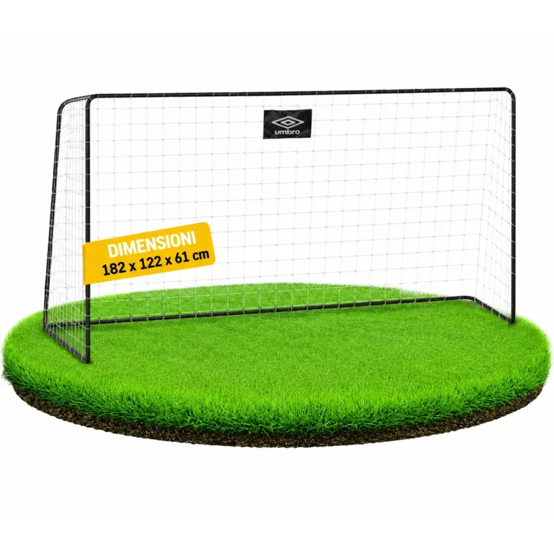 Porta da Calcio 182x122x61 cm Allenamento Football in Metallo Nero con Picchetti Ultima Occasione