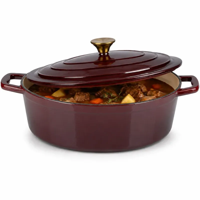 Casseruola Pesante 33 cm Bordeaux Ghisa Pentola Olandese Conservazione Calore Must-Have