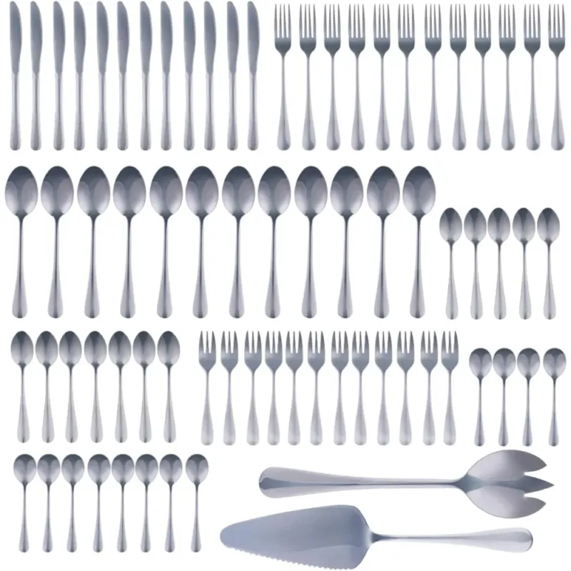 Scelto Dai Clienti Set Posate 75Pz 12 Persone in Acciaio Inox Cucchiai Cucchiaini Forchette Coltelli